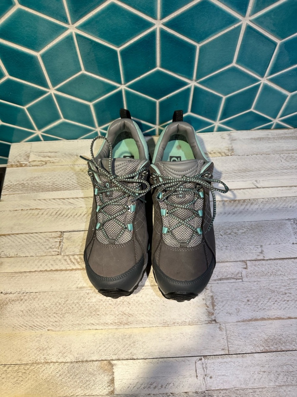 Oboz Shoes Womens Size 8 Gray Sapphire Low B-Dry Hiking Leather Outdoor Lace Up - Picture 5 of 13